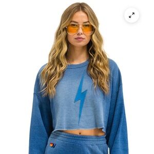 NWT Aviator Nation bolt stitch cropped crew sweatshirt size medium